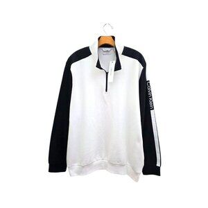 Calvin Klein Colourblocked Quarter Zip Sweatshirt Fleece White Mens Sz XL NEW